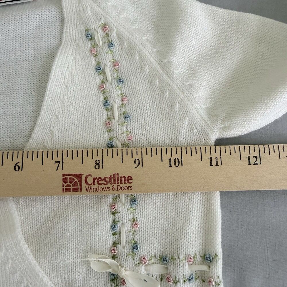 Vintage Sevil Triko Girls 2T Cardigan Double Breasted Sweater Embroidery Flowers - Picture 9 of 14
